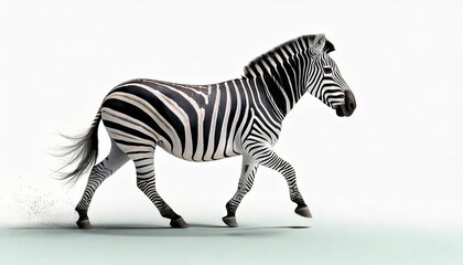 Fototapeta premium Majestic zebra walking gracefully in a minimalist studio environment - captivating animal portrait
