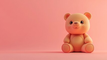 Obraz premium A Cute Peach Colored Teddy Bear Sitting On Pink