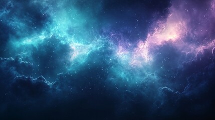 Naklejka premium Cosmic Nebula: Teal & Purple Space Background