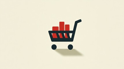 Shopping Cart Showing Sales Growth Graph