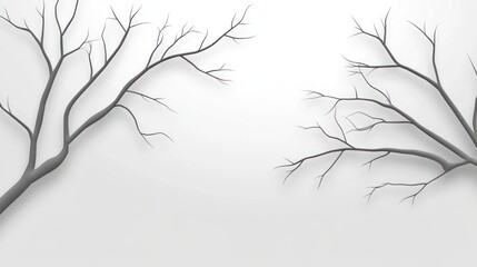 Two Bare Tree Branches Against A White Background