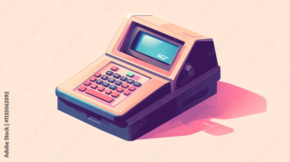 Poster Retro Digital Device With Screen And Keyboard
