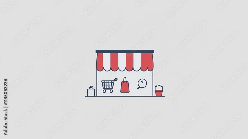 Poster simple illustration of an online store with items