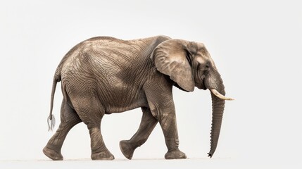 Obraz premium Side Profile of an African Elephant Walking with Grace