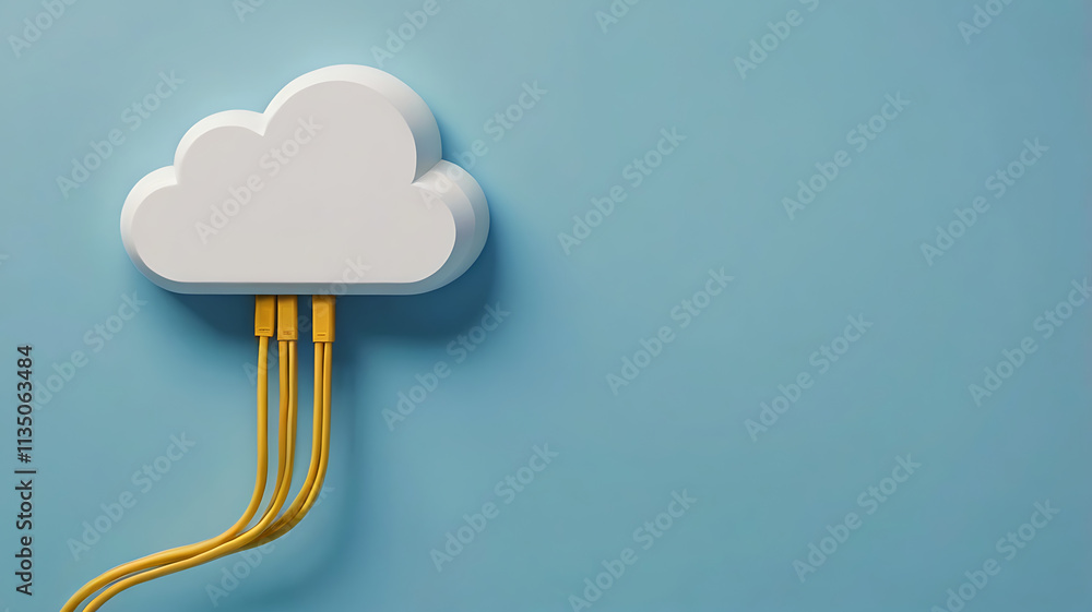Poster cloud computing, ethernet cables,cloud computing and network connectivity digital illustration, data