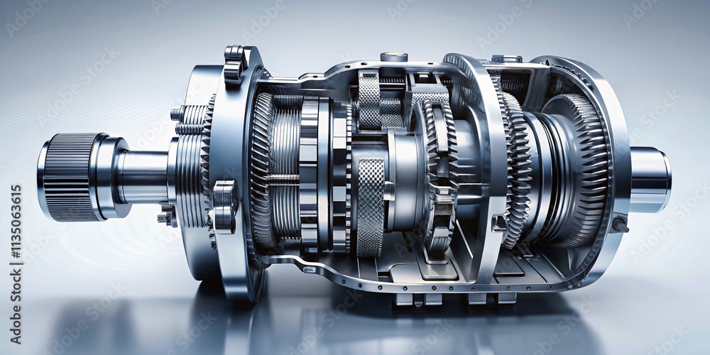 Poster minimalist design of continuously variable transmission concept with geometric shapes and a clean ba