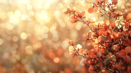 Fototapeta premium Golden Hour Flowers: Bokeh Floral Background