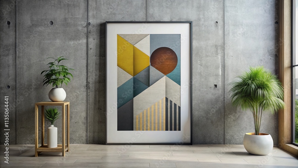 Aufkleber minimalist geometric poster with abstract background featuring brutalist shapes and bold forms in a 