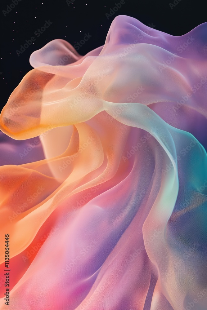 Poster a colorful, abstract image of a piece of fabric with a rainbow pattern. the image is a digital rende