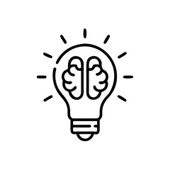 Brain Lightbulb Icon for Innovation and Creativity.