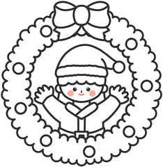 겨울 크리스마스 데코 크리스마스리스 크리스마스 꾸미기 다꾸 크리스마스 트리 크리스마스 액자 프레임 산타 산타어린이 일러스트