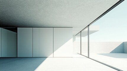 Obraz premium Modern Minimalist Room With Large Window and Sunlight