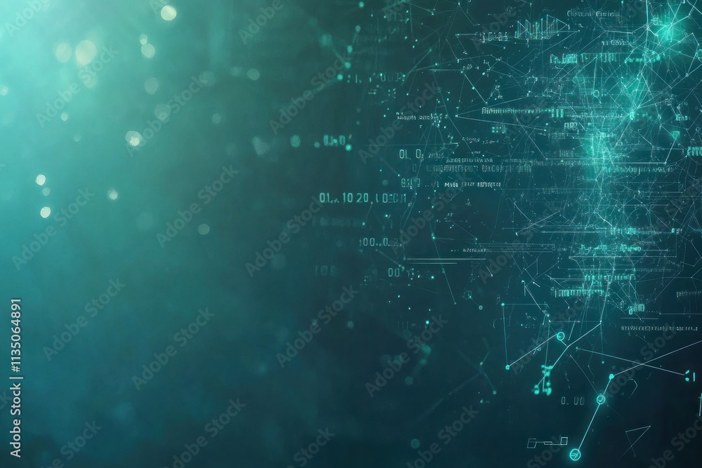 Poster abstract teal digital data network connection.