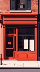 Orange storefront on a brick building closed for business