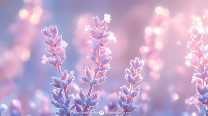 Naklejka premium Lavender Flowers, Soft Pink, Bokeh Background
