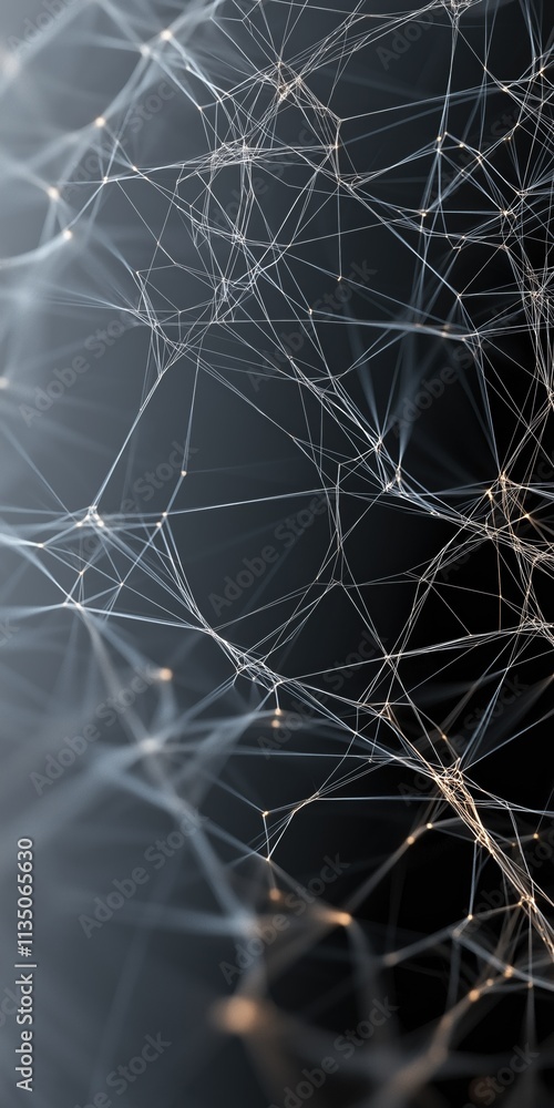Poster a black and white image of a spider web with a lot of lines. the image is abstract and has a sense o