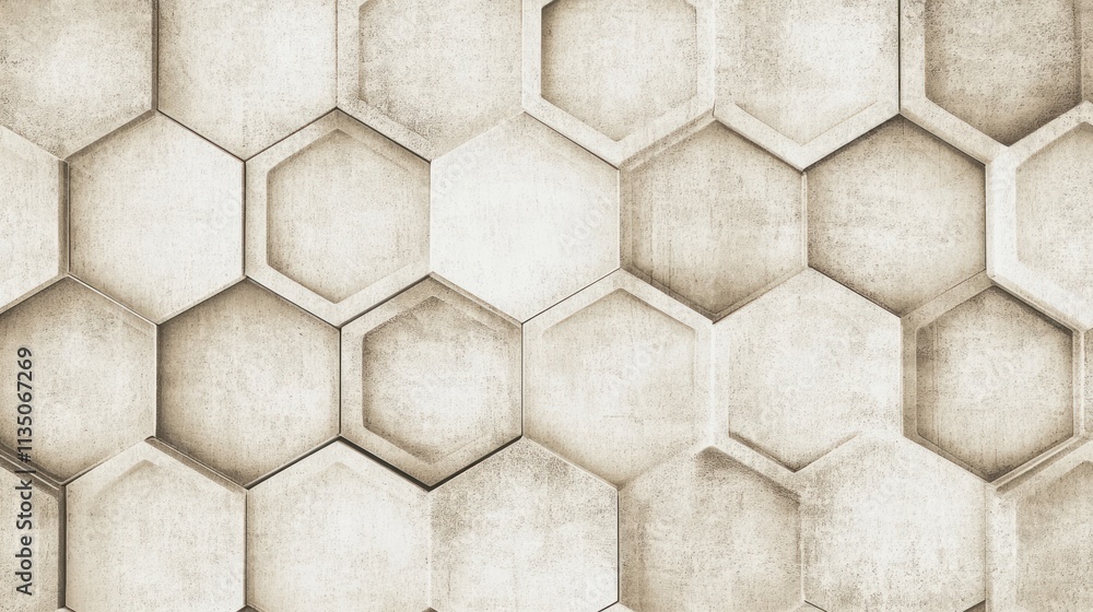 Poster Abstract Hexagonal Pattern Concrete Wall Texture