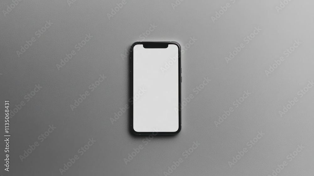 Poster smartphone mockup on grey background displaying blank screen