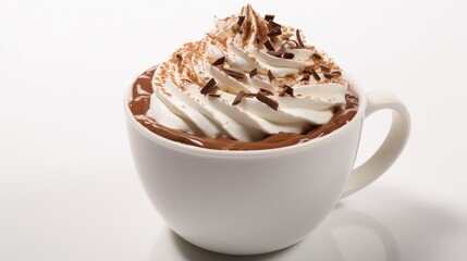 Warm Cup of Hot Cocoa with Whipped Cream and Shavings