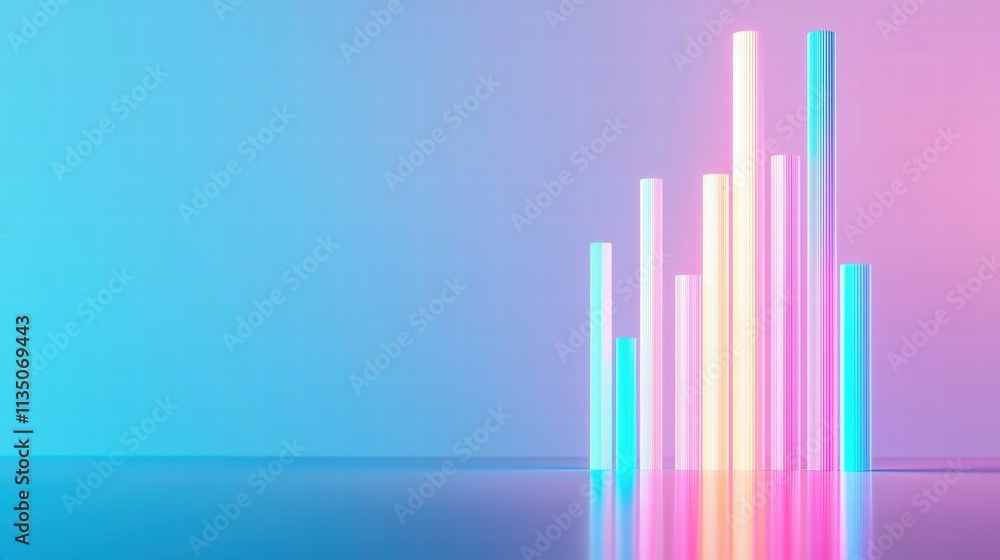 Poster futuristic business intelligence dashboard with colorful data visualization elements