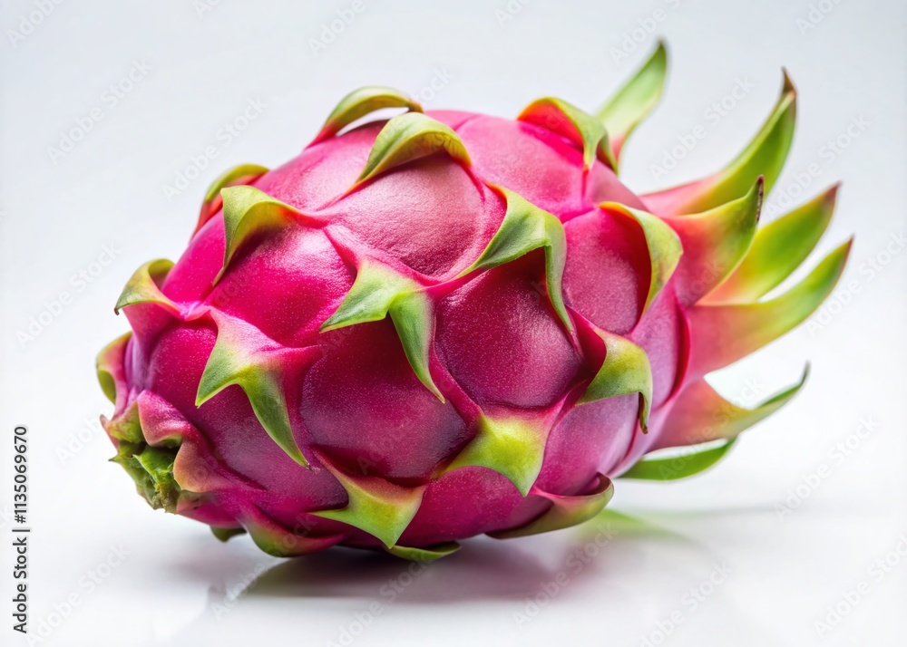 Poster minimalist photography of a vibrant pitaya on a simple background, emphasizing texture and color in 