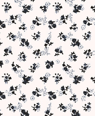 small Seamless floral pattern. Colorful flowers on white background. Elegant template for fashion prints. Vector illustration.