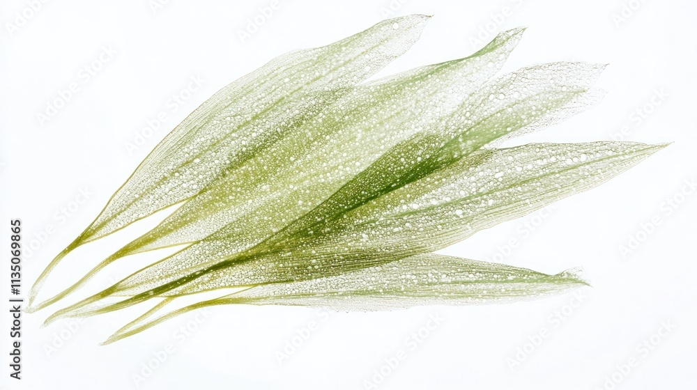 Poster delicate green leaves skeletonized displaying intricate veins