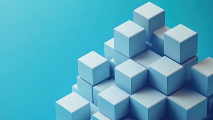 Obraz premium Abstract white cubes on blue background.