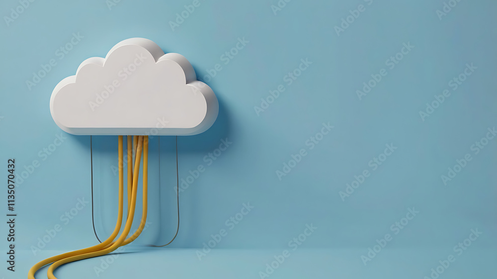 Aufkleber cloud computing, ethernet cables,cloud computing and network connectivity digital illustration, data