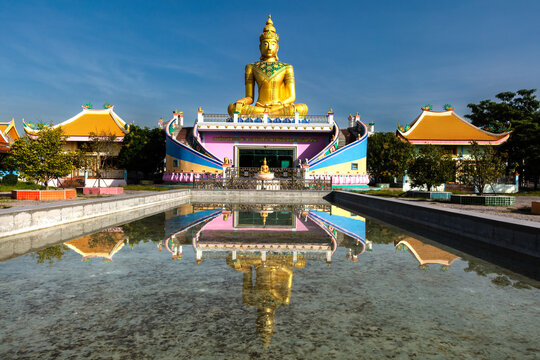 Ancient Buddhist temple of Bot Mai Wat Laen Suwannaram (also called Wat Hua Ban), in Bangkok, Thailand. Wooden building built in 19th century, with ancient chinese porcelain tiles in the chapel.