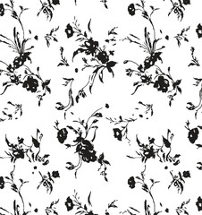 small Seamless floral pattern. Colorful flowers on white background. Elegant template for fashion prints. Vector illustration.