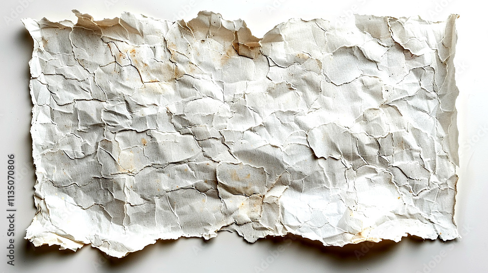 Poster crumpled paper rests on a flat surface revealing its rustic texture and history