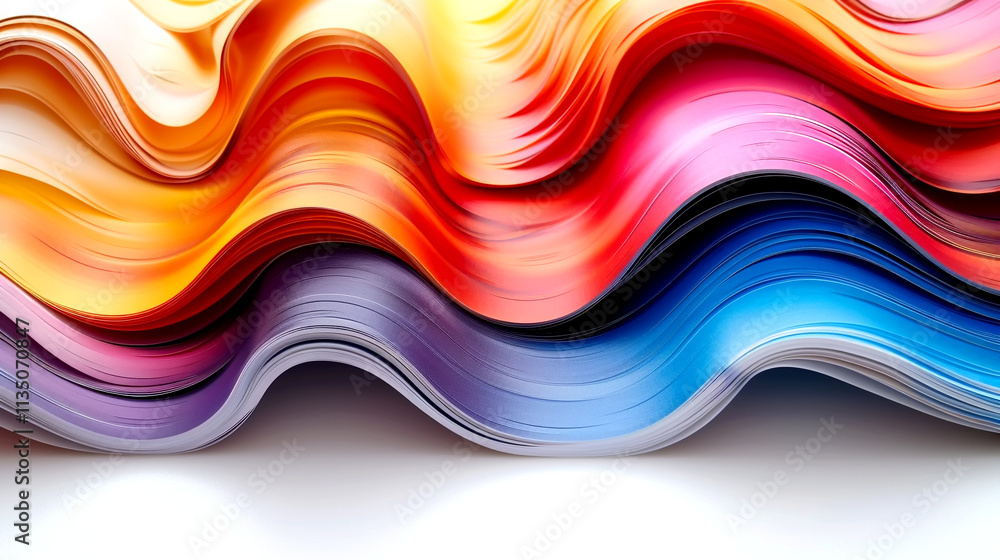 Poster vibrant waves of colored paper create a lively abstract display of art