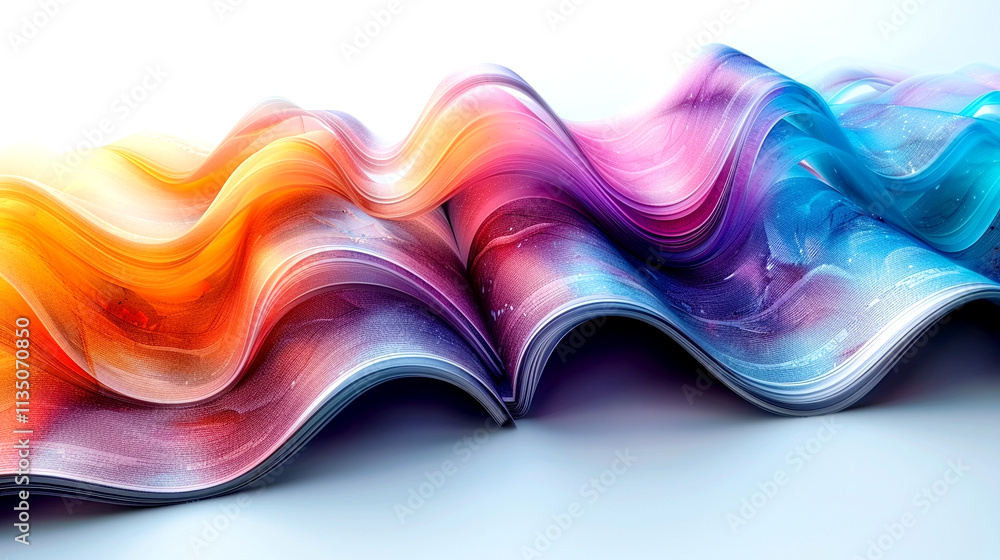 Poster vibrant waves of color dancing across a textured canvas in endless motion