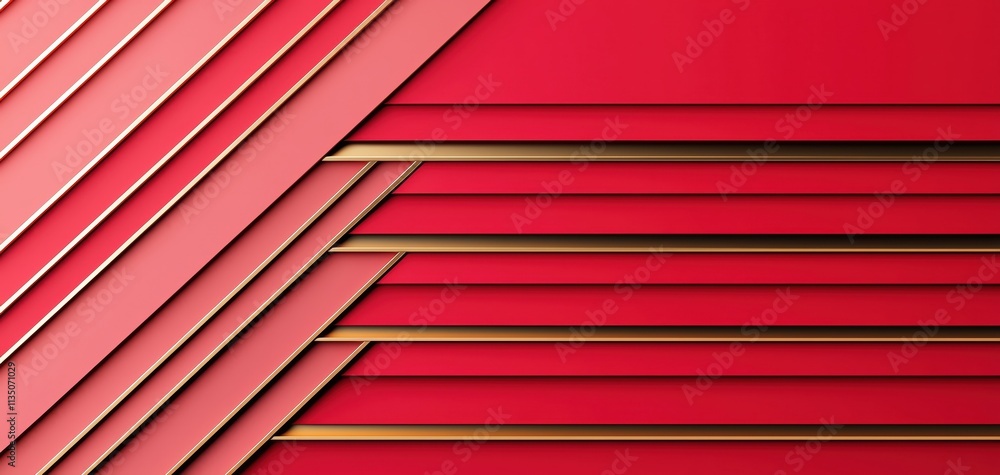 Poster abstract design with layered red and gold stripes for modern graphics and backgrounds.