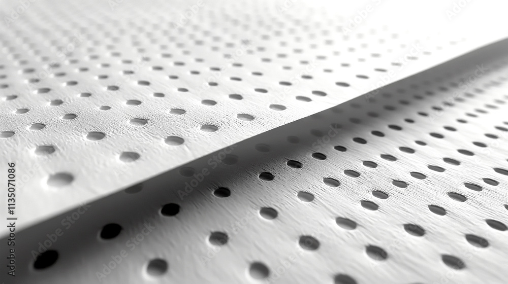 Poster subtle texture of white perforated sheets illuminated by soft light