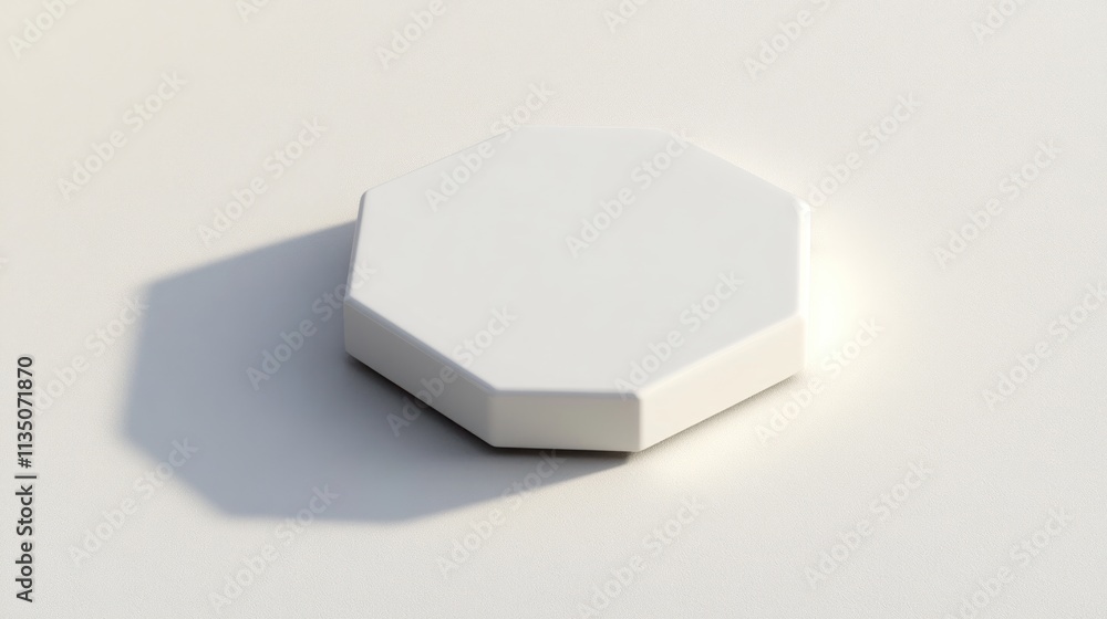 Poster white octagonal shape on a white surface