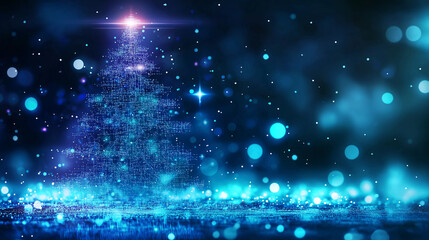 A Christmas tree and light design with technical elements such as circuits.