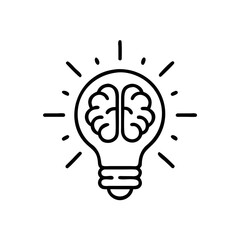 Creative Brain and Lightbulb Symbol icon for Technology.