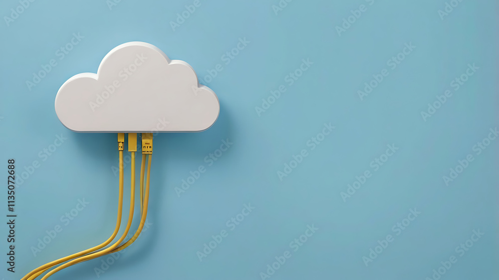 Poster cloud computing, ethernet cables,cloud computing and network connectivity digital illustration, data