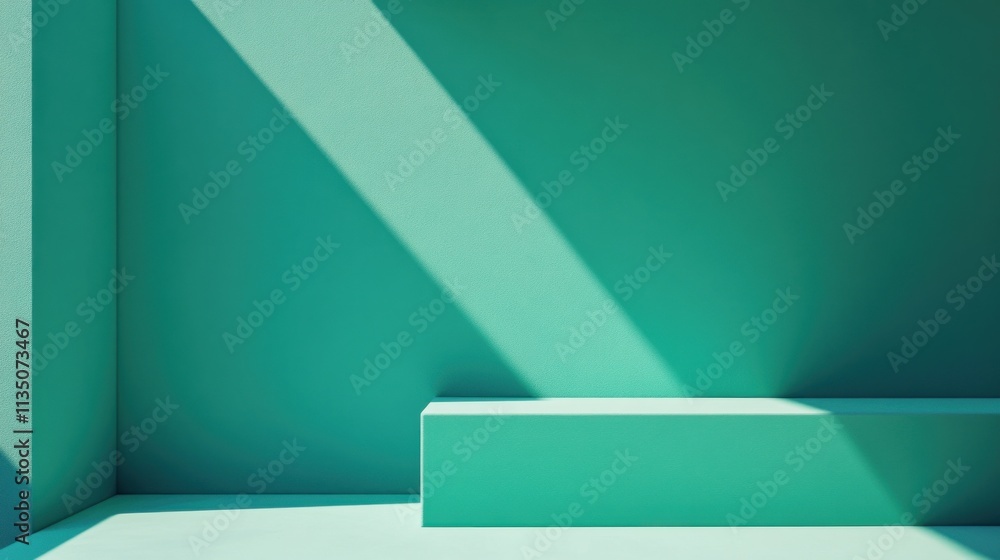 Poster teal room corner displaying a simple platform