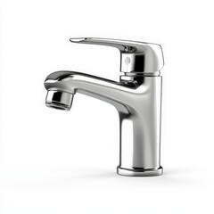 Modern chrome faucet isolated on white background for kitchen and bathroom design