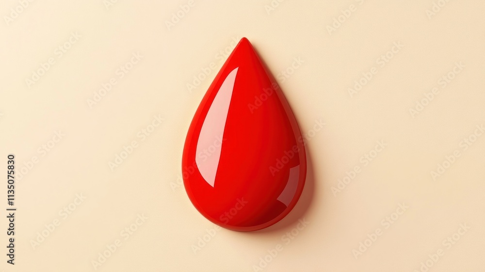 Poster a single red drop on beige background