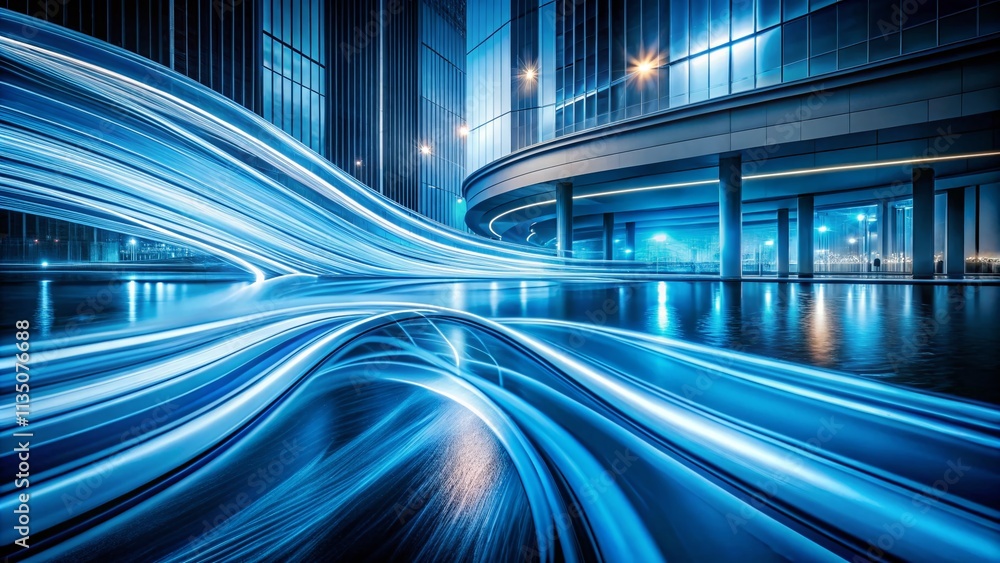 Aufkleber modern blue shades lines flowing style background in low light photography creating a captivating at
