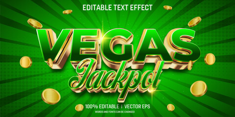 vegas jackpot vector 3d text effect with modern style design