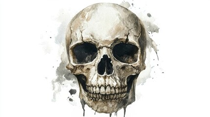 Watercolor Skull Illustration: Dark and Intriguing Artistic Piece