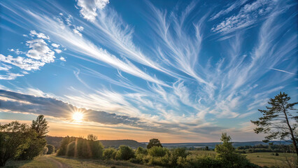 The sky is blue and clear, with thin light clouds.