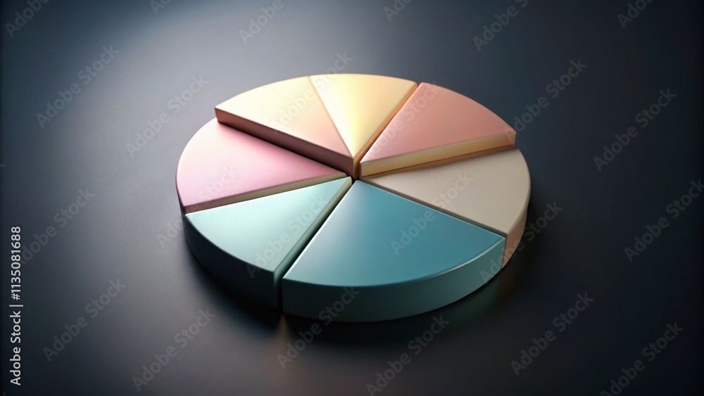 Poster modern pastel pie chart in low light setting for data segmentation, perfect for professional present
