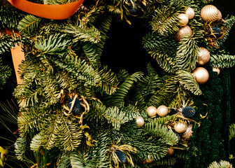 Christmas wreath with baubles decoration