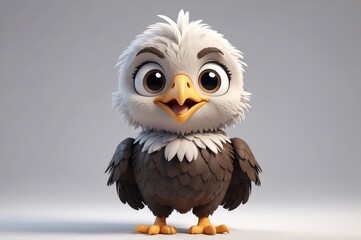 Adorable cartoon baby bald eagle chick.